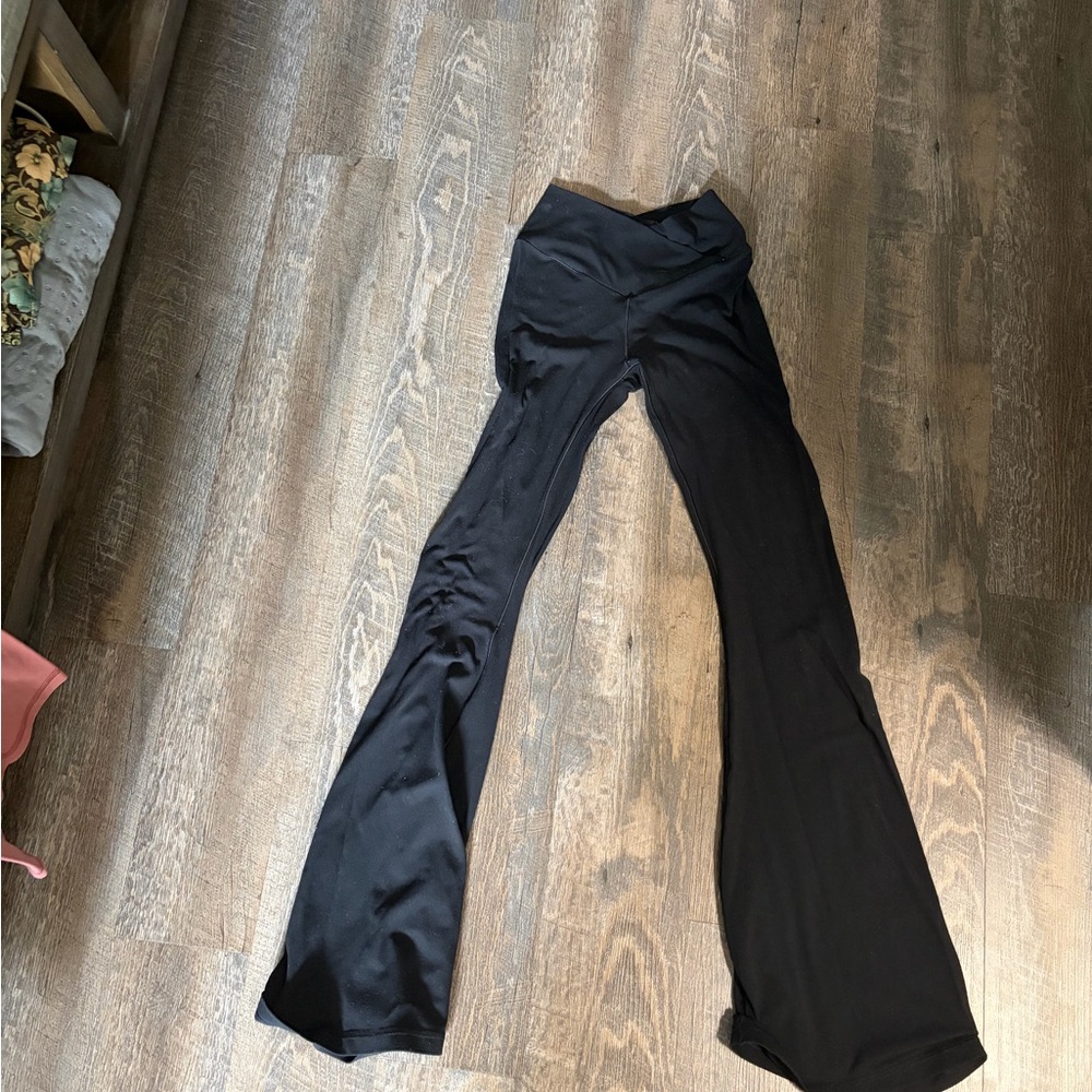 Aerie Black Flared cross front and back flare Leggings